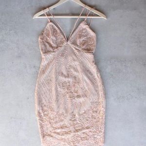 Embellished rose gold dress